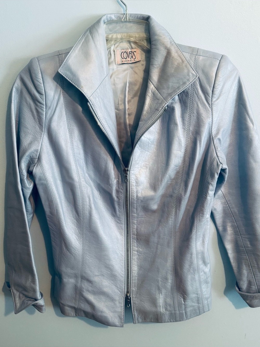 Covers - Light Blue Lambs Leather Zip-Front Jacket